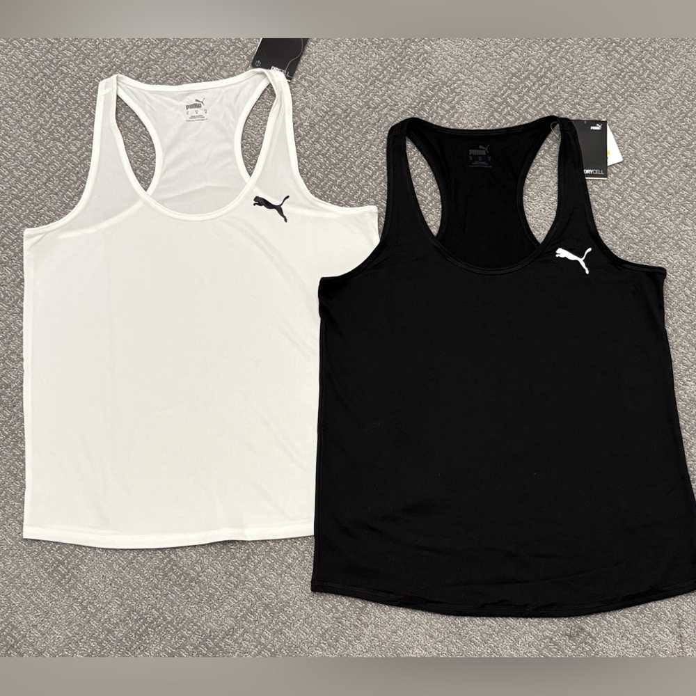 Puma Women's Classic Black and White Dry Cell Tank Tops Set of 2